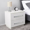 High Gloss White Bedside Table Cabinet 2 Drawers Matt Body Nightstand LED UK