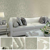 Modern Home Decor Metallic Textured Damask Embossed Wallpaper Soft Gray Silver