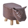 Hippo Animal Footstool Ottomans Faux Leahter Brown Padded Wood Leg Gift for Kid