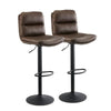 Set of 2 Faux Leather Bar Stools Breakfast Stools Brown Grey Gas Lift Swivel