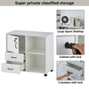 White Filing Cabinet Mobile Printer Stand W/2 Drawers 1 Door 3 Shelves