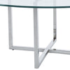 Coffee Table Living Room Accent Table 100cm Round Glass Top &Stainless Steel Leg