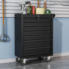 Black Steel Tool Trolley Cabinet with Wheels Workshop Storage Chest Carrier Cart
