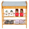 2 Tier 50cm Wood Shoe Bench Rack Storage Organizer for Hallway Living Room