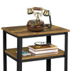 Side Table Rustic Industrial End Telephone Table with 2-Tier Shelves