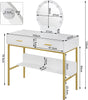 Vanity Table Dressing Table with 8 LED Bulbs 2 Drawers Modern Makeup Table