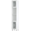 Bathroom Tall Cabinet Slim Freestanding Storage Organizer Cupboard 2 Glass Doors