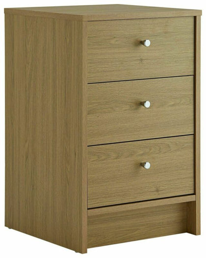 Malibu 3 Drawer Bedside Table - Oak Effect