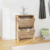 Hall Shoe Rack Cabinet Brown Engineered Wood & Natural Rattan vidaXL