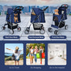Folding Pet Stroller Portable Pet Travel Pushchair w/4 Wheels Safety Belt Holder