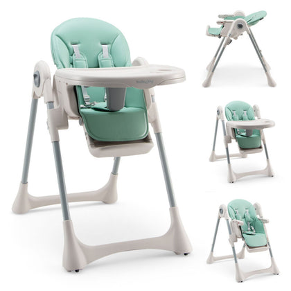 Adjustable Baby High Chair Foldable Reclining Infant Highchair Removable Trays
