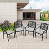 4x Black Outdoor Dining Chair Set Garden Patio Cast Aluminum Chairs with Cushion