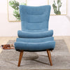 Upholstered Linen Accent Chair Curved Back Sofa Napping Seat Lounge Sofa w Stool