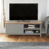 TV Unit Cabinet Stand Grey Modern w/ Media Storage Cupboard & Shelves | VonHaus