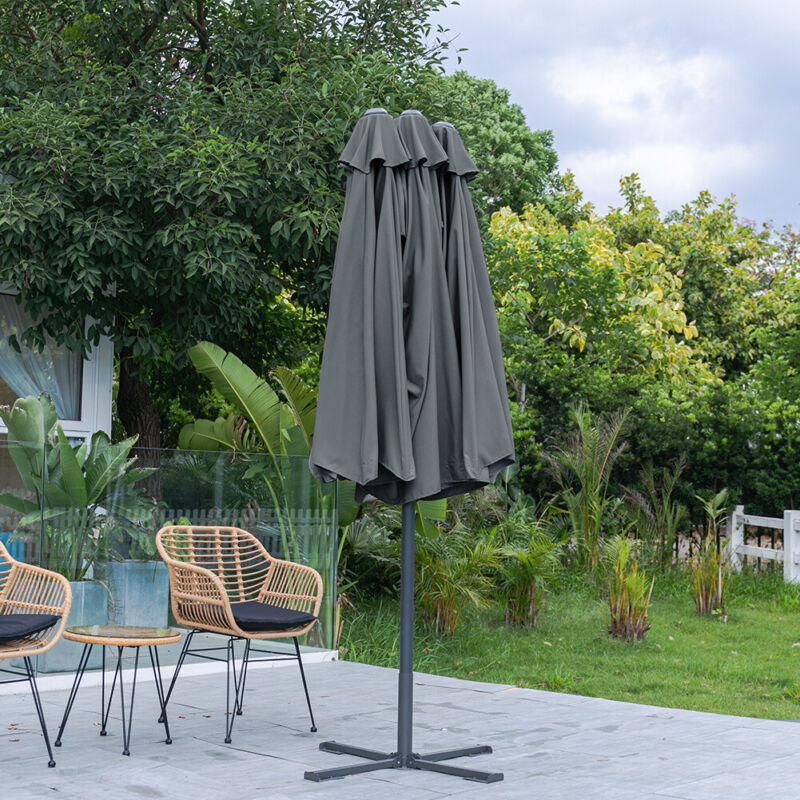 extra large patio umbrella uk Extra Large 4.6M Garden Parasol Patio Umbrella Double Side Sunshade So – Quildinc