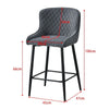 Set of 2 Velvet Fabric Bar Stools Counter Stool High Chairs Metal Legs Grey