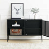 Industrial TV Stand 4ft Steel Entertainment Cabinet w/ Storage Shelves Cupboard