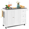 Rolling Kitchen Cart w/ 3 Drawers Kitchen Island w/ Towel Rack and Spice Rack