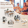 Industrial 5 Piece Dining Table Set Kitchen Table & 4 Chairs Rectangular Table