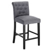 2x Chairs Bar Stools Bar Chairs linen Wood Legs Barstools High Stools grey