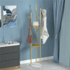 High-Grade Metal Coat Rack Stand Golden Pole Hooks Hanger Marble Organizer Rack