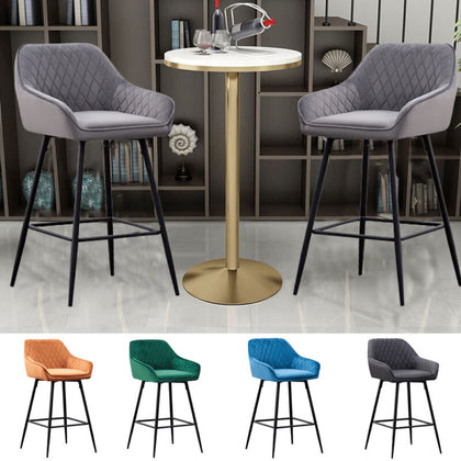 1/2/4X Bar Stools Breakfast Velvet Padded Bar Chairs Seat Kitchen Pub Stool UK