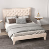 King Size Modern Linen Upholstered Platform Bed Frame Wooden Slats Bed Frame