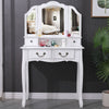 Dressing Table Tri Fold 3 Mirror 4 Drawer & Stool Set Bedroom Vanity Makeup Desk
