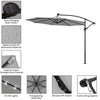 3(m) LED Cantilever Parasol Outdoor w/ Fairy Solar Lights Garden Banana Umbrella