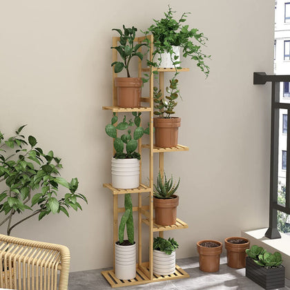 Tall Bamboo Wood Plant Stand Corner Plant Shelf Plant Table Display Railing Yard