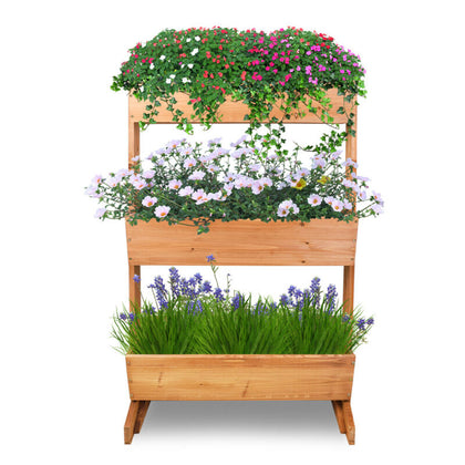 3-Tierd Large Wooden Vertical Raised Garden Bed Elevated Ladder Planter Box Herb