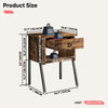 Bestirt Small Bedside Table w/ Drawer&Shelves for Bedroom Rustic Night Stand