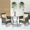 3 Piece Garden Furniture Set Patio Rattan Wicker Cushioned Chairs W/ Glass Table