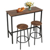 Industrial 3 Pieces Dining Table Chair Set Bar Table and 2 Stools Set Kitchen