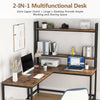 Industrial Corner Computer Desk w/ 2-Tier Bookcase for Home Office Study Writing