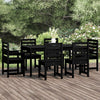 7 Piece Garden Dining Set Black Solid Wood Pine C1J6