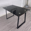 U-shaped Legs Dining Table Black Metal Frame Tempered Glass Home Kitchen Modern
