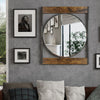 Farmhouse Wooden Wall Mirror Dampproof Bathroom Mirror Entrance Hang Art Mirror