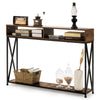 2-Tier Console Table X-Design Hallway Storage Cabinet Sofa Side Table W/ Shelf