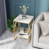 Real Marble Side End Table Golden Frame Nightstand Storage for Artworks Bonsai