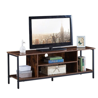Brown TV Stand 2 Tier Large Cabinet Modern Metal Legs TV Cabinet Living Room New