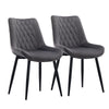 Set of 2 Grey Dining Chairs Diamond Velvet Padded Seat Back Dining Room Chair