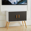 80cm Grey Elegant TV Stand Storage Cabinet Unit w/ Wood Legs 2 Shelves Cupboard