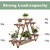 6 Pots Wood Plant Stand Sturdy Triangular Plant Shelf Flower Stand Storage Rack