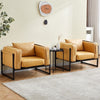 Single Faux Leather Sofa Brown Armchair Metal Legs Living Room Office Modern