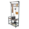 Industrial Coat Rack Shoe Bench Hall Tree Entryway Storage Bench 9 Hooks