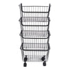4 Tiers Kitchen Storage Trolley Cart Rack Tray Metel Wire Basket Shelf Rolling