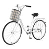 26" Commuter Bike Single Speed Cruiser Hybrid Bike With Front Basket White New