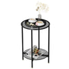 Modern Round 2-Tier Tempered Glass Coffee Table Clear Accent Side Table Storage
