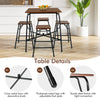 5-piece Bar Table Set Pub Dining Table Set w/Counter Height Backless Stools